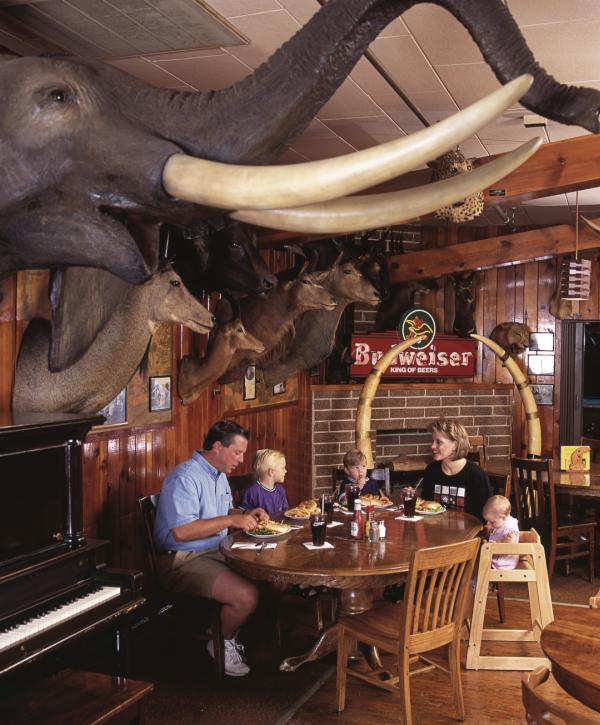 Diners inside Ole’s beneath the elephant display.
